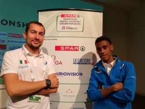 Yohanes Chiappinelli e il tecnico Maurizio Cito ai Campionati Europei di cross