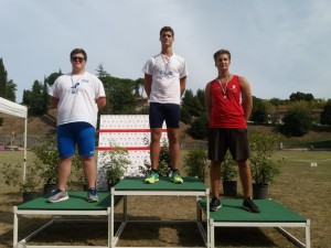 Podio del lancio del martello Campionati Toscani Allievi 2019 [Finetti sul terzo gradino] - Foto Matteo Bocci